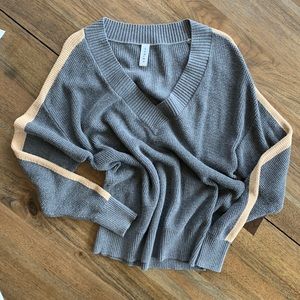 Varley Redondo Sweater - XS, Gray w Tan Stripe